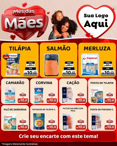 Modelo de Rede Social para Feed Instagram com o tema Mês das Mães para Peixaria