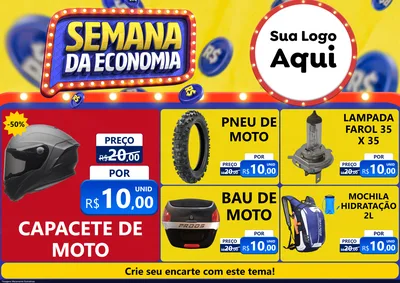 Modelo de Encarte para Encarte A4 Horizontal com o tema Semana da Economia para Moto peças