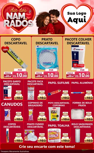 Modelo de Encarte para Encarte Grande com o tema Dia dos Namorados para Embalagens