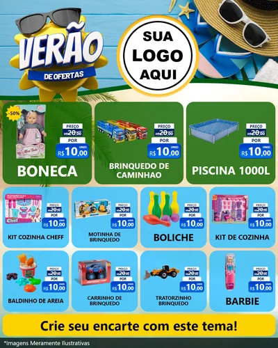 Modelo de Rede Social para Feed Instagram com o tema Verão de Ofertas para Brinquedos