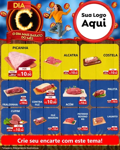 Modelo de Rede Social para Feed Instagram com o tema Dia C - O Dia Mais Barato Do Mês para Açougue