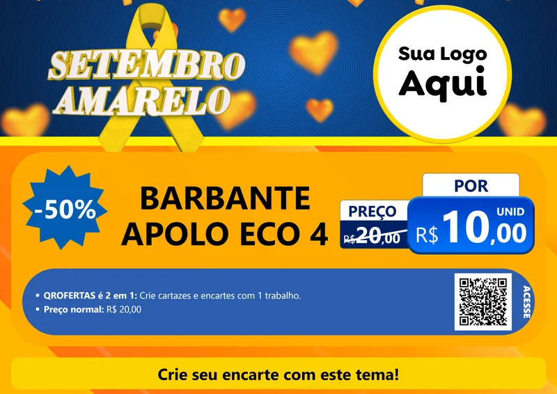 Modelo de Cartaz para Cartaz A4 Horizontal com o tema Setembro Amarelo para Armarinho e Aviamentos