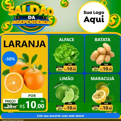 Modelo de Rede Social para Feed Facebook com o tema Saldão da Indepêndencia para Hortifrúti