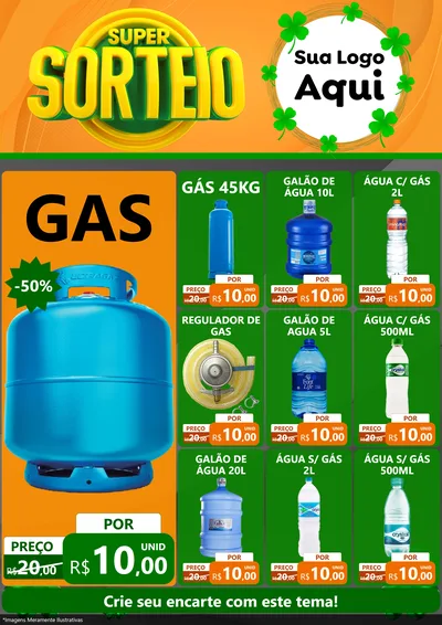 Modelo de Encarte para Encarte A4 Vertical com o tema Super Sorteio para Água e gás