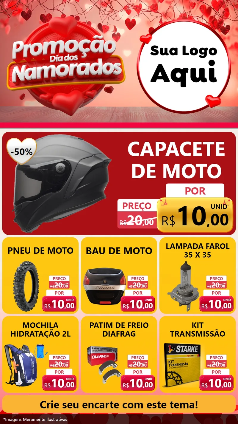Modelo de Rede Social para Stories com o tema Promoção Dia dos Namorados para Moto peças
