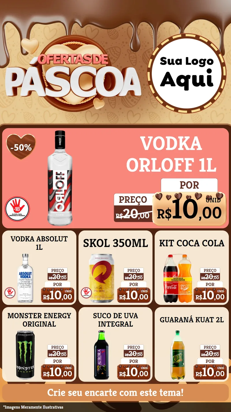 Modelo de Rede Social para Stories com o tema Ofertas de Páscoa para Distribuidora de bebidas