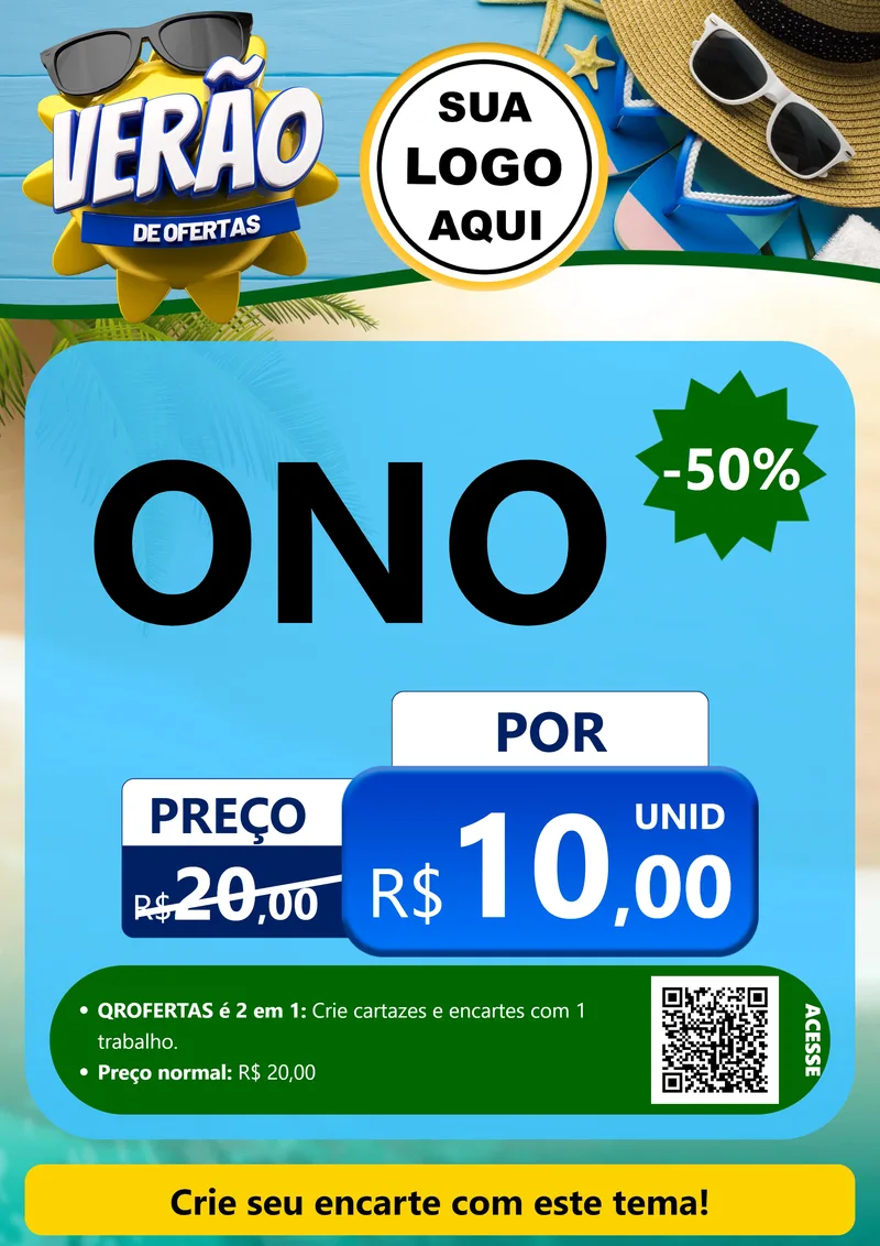 Modelo de Cartaz para Cartaz A4 Vertical com o tema Verão de Ofertas para Óticas