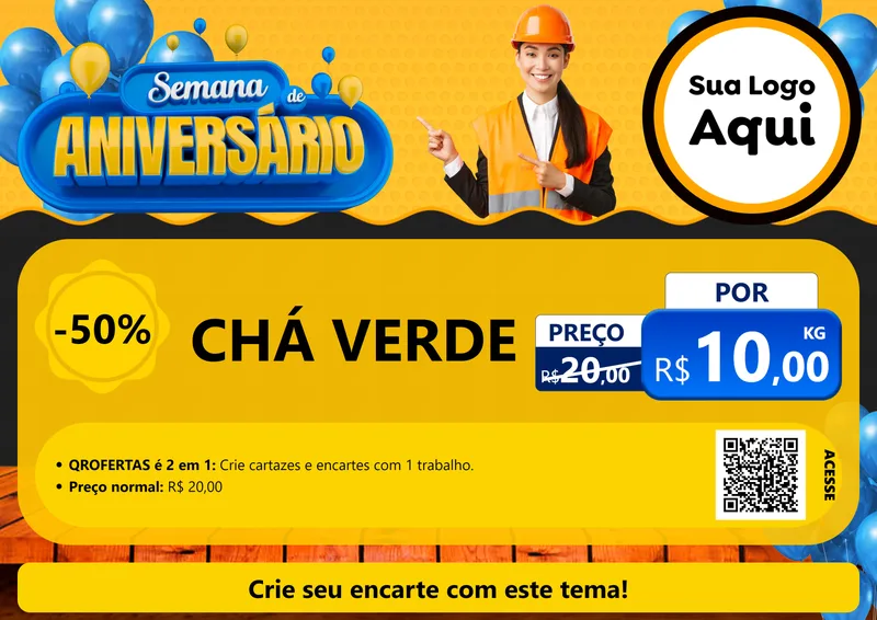 Modelo de Cartaz para Cartaz A4 Horizontal com o tema Semana de Aniversário para Produtos Naturais