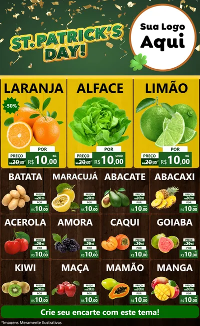Modelo de Encarte para Encarte Grande com o tema St Patriks Day para Hortifrúti