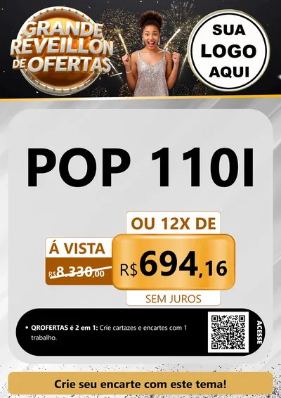 Modelo de Cartaz para Cartaz A4 Vertical com o tema Grande Réveillon de Ofertas para Concessionaria de Motos