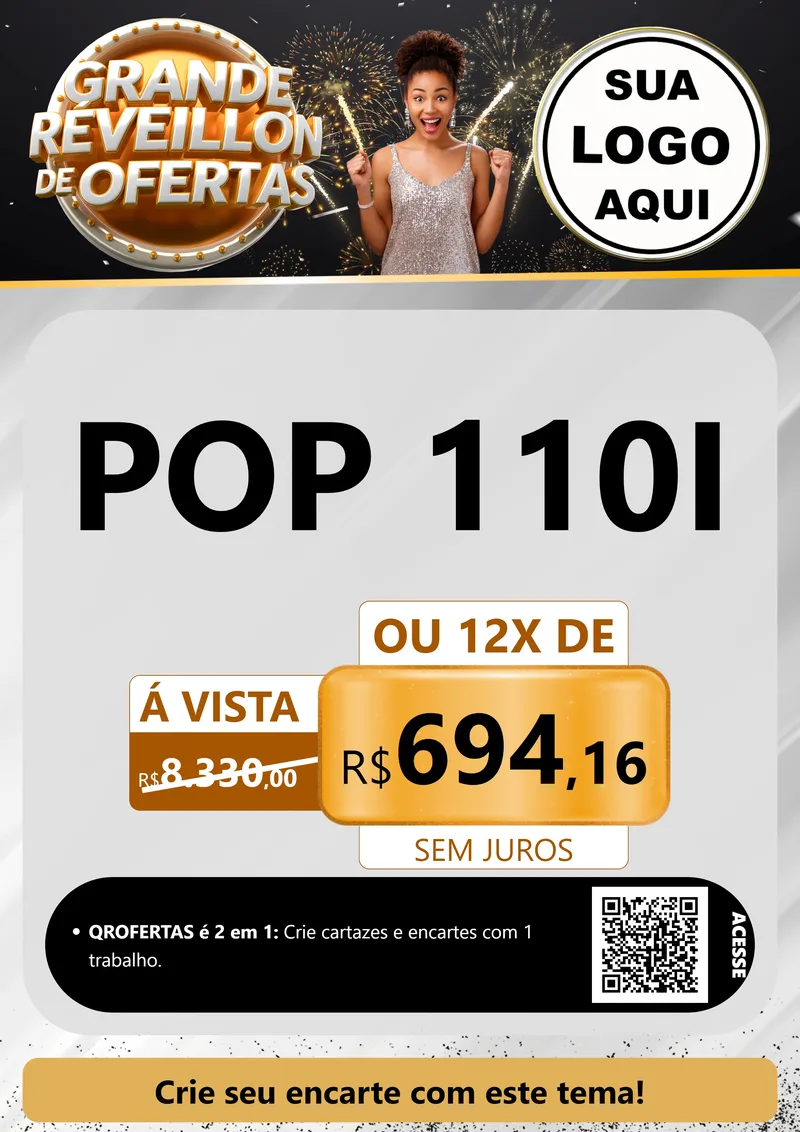 Modelo de Cartaz para Cartaz A4 Vertical com o tema Grande Réveillon de Ofertas para Concessionaria de Motos