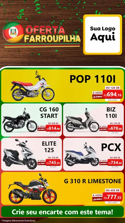 Modelo de TV para TV Vertical com o tema Oferta Farroupilha para Concessionaria de Motos