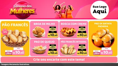 Modelo de TV para TV Horizontal com o tema Semana das Mulheres para Padaria