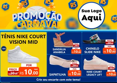 Modelo de Encarte para Encarte A4 Horizontal com o tema Promoção de Carnaval para Calçados