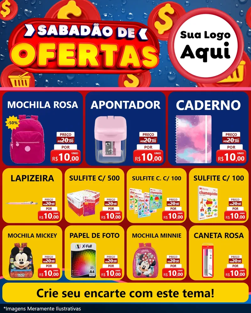 Modelo de Rede Social para Feed Instagram com o tema Sabadão de Ofertas para Papelaria