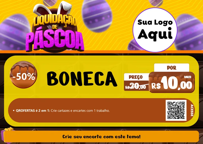 Modelo de Cartaz para Cartaz A4 Horizontal com o tema Liquidação de Páscoa para Brinquedos