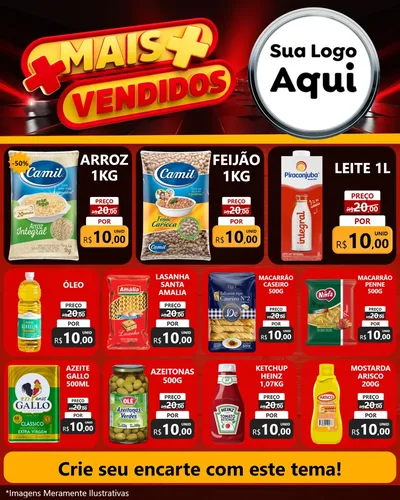Modelo de Rede Social para Feed Instagram com o tema Mais Vendidos para Supermercado