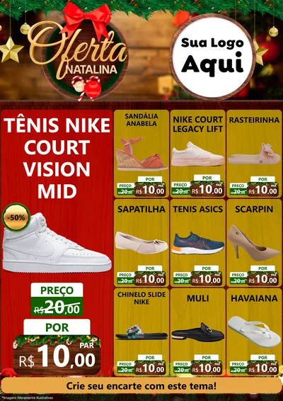 Modelo de Encarte para Encarte A4 Vertical com o tema Ofertas Natalina para Calçados