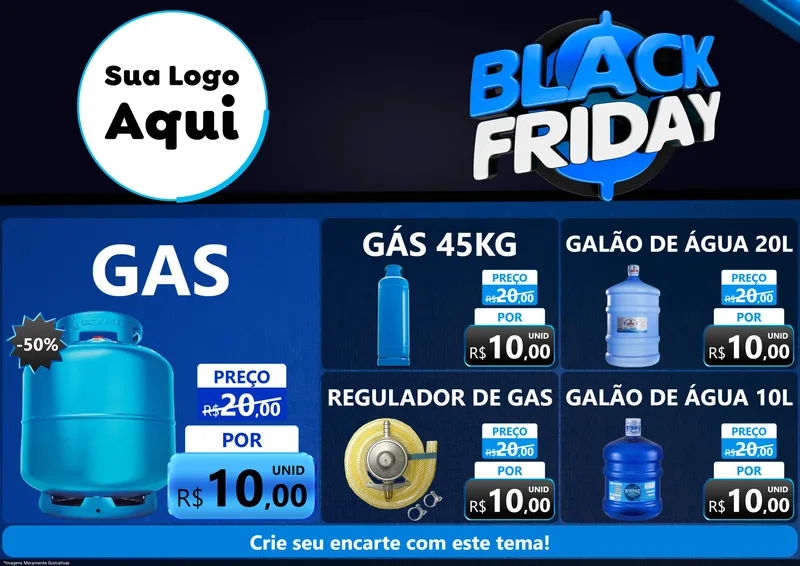 Modelo de Encarte para Encarte A4 Horizontal com o tema Black Friday para Água e gás