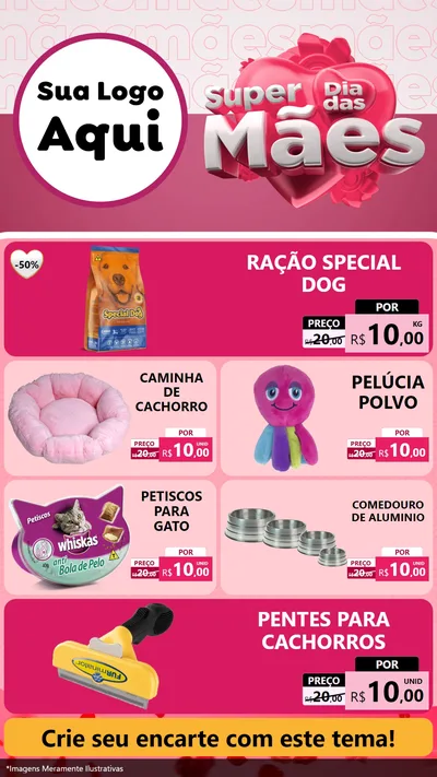 Modelo de TV para TV Vertical com o tema Super Dia Das Mães para Pet Shop