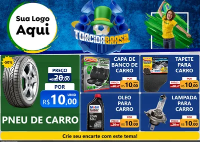 Modelo de Encarte para Encarte A4 Horizontal com o tema Torcida Brasil - Copa para Auto peças
