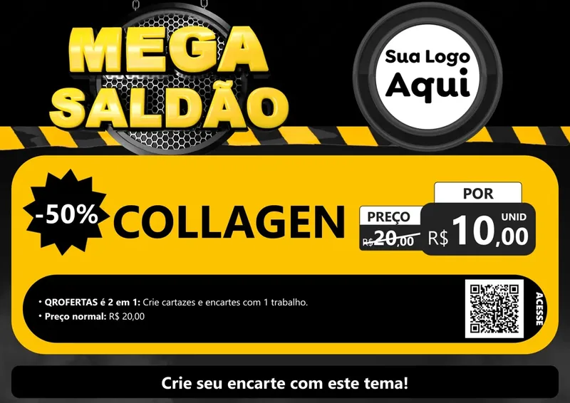 Modelo de Cartaz para Cartaz A4 Horizontal com o tema Mega Saldão para Suplementos alimentares