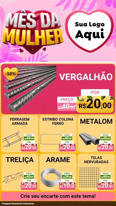 Modelo de Rede Social para Stories com o tema Mês da Mulher para Ferragens