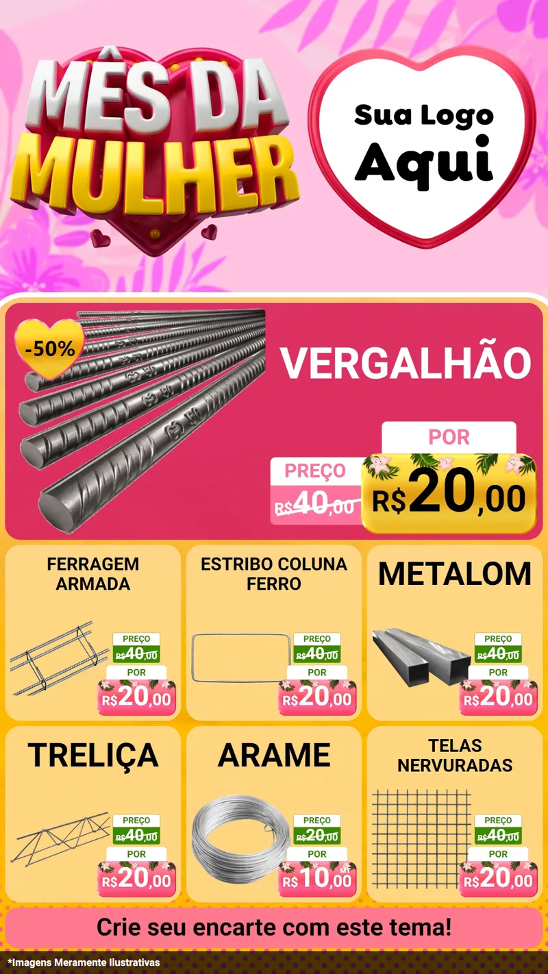 Modelo de Rede Social para Stories com o tema Mês da Mulher para Ferragens