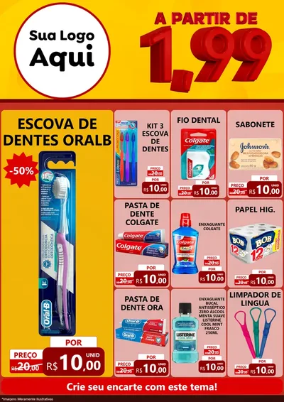 Modelo de Encarte para Encarte A4 Vertical com o tema A Partir de Um e Noventa e Nove - 1,99 para Higiene Pessoal