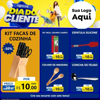 Modelo de Rede Social para Feed Facebook com o tema Especial Dia do Cliente para Utilidades Domésticas