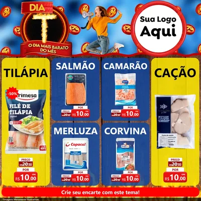 Modelo de Rede Social para Feed Facebook com o tema Dia T - O Dia Mais Barato Do Mês para Peixaria