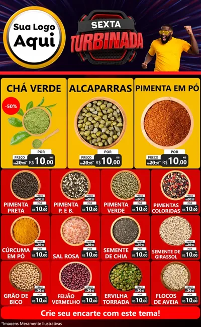 Modelo de Encarte para Encarte Grande com o tema Sexta Turbinada para Produtos Naturais