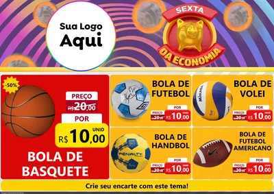 Modelo de Encarte para Encarte A4 Horizontal com o tema Sexta da Economia para Artigos Esportivos
