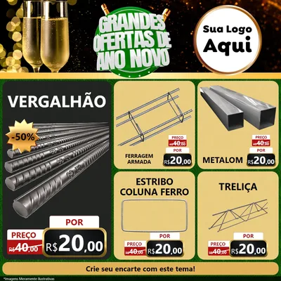 Modelo de Rede Social para Feed Facebook com o tema Grandes Ofertas de Ano Novo para Ferragens