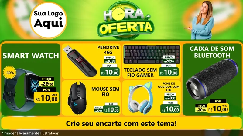 Modelo de TV para TV Horizontal com o tema Hora da Oferta para Informática