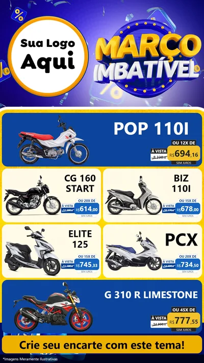 Modelo de TV para TV Vertical com o tema Março Imbatível para Concessionaria de Motos