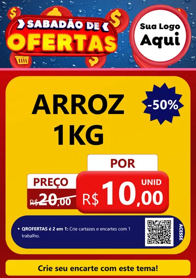 Modelo de Cartaz para Cartaz A4 Vertical com o tema Sabadão de Ofertas para Supermercado