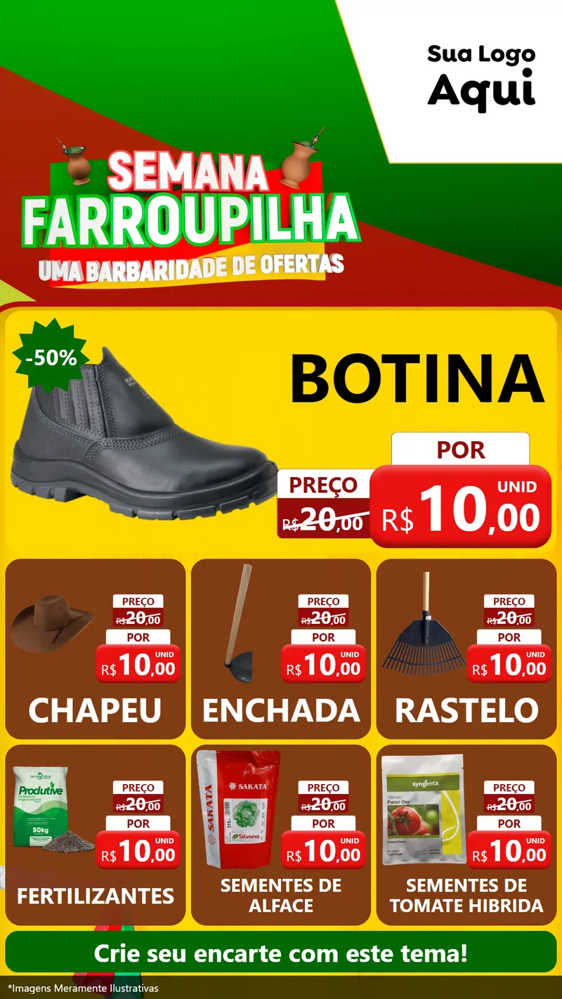 Modelo de Rede Social para Stories com o tema Semana Farroupilha - Uma Barbaridade de Ofertas para Agropecuária