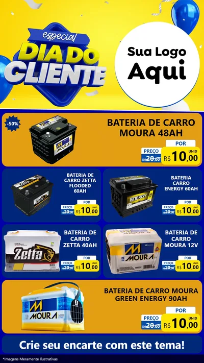 Modelo de TV para TV Vertical com o tema Especial Dia do Cliente para Baterias Elétricas