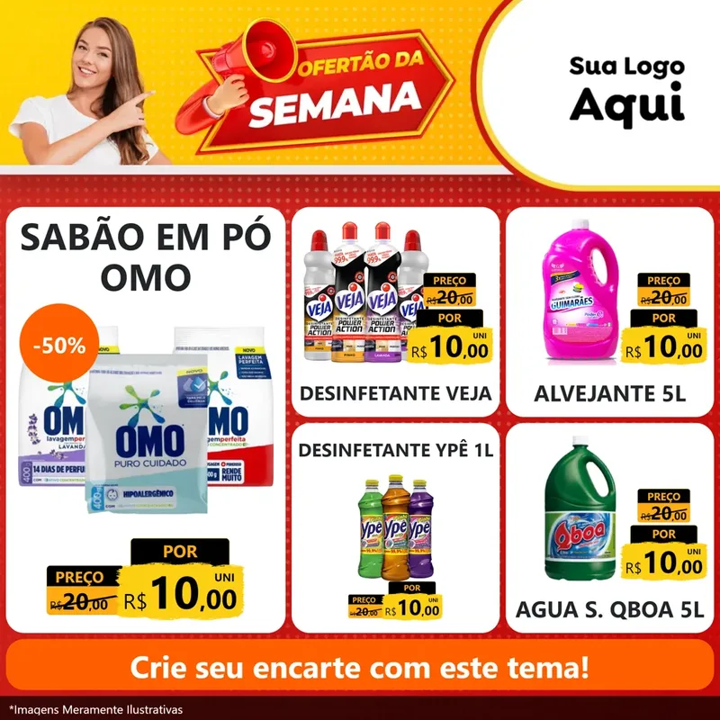 Modelo de Rede Social para Feed Facebook com o tema Ofertão da Semana para Produtos de Limpeza