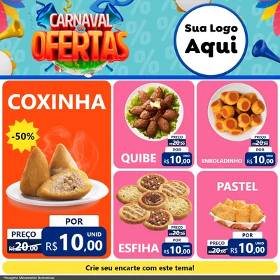 Modelo de Rede Social para Feed Facebook com o tema Carnaval de Ofertas para Salgadaria