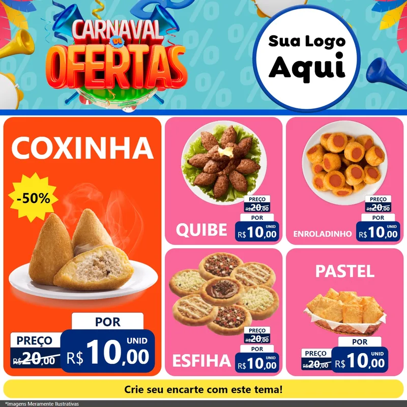 Modelo de Rede Social para Feed Facebook com o tema Carnaval de Ofertas para Salgadaria