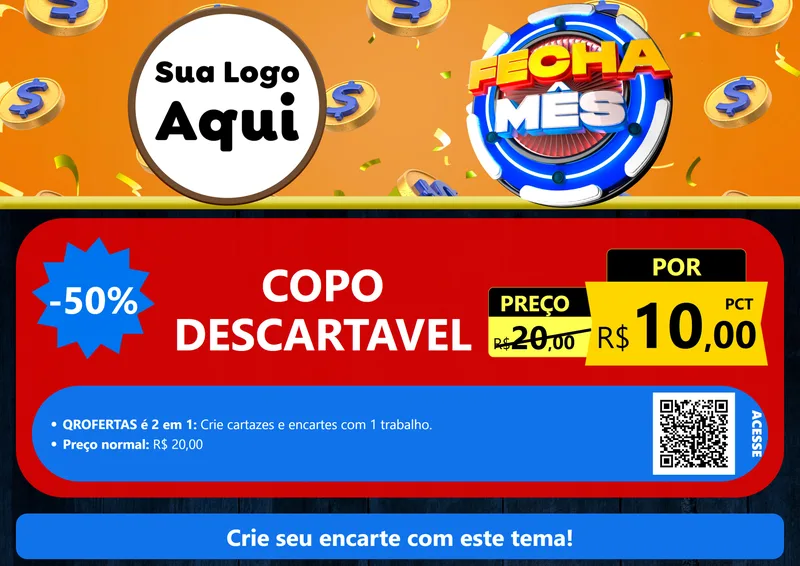 Modelo de Cartaz para Cartaz A4 Horizontal com o tema Fecha Mês para Embalagens