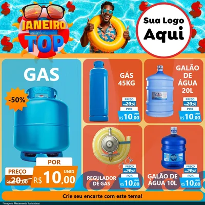 Modelo de Rede Social para Feed Facebook com o tema Janeiro Top para Água e gás