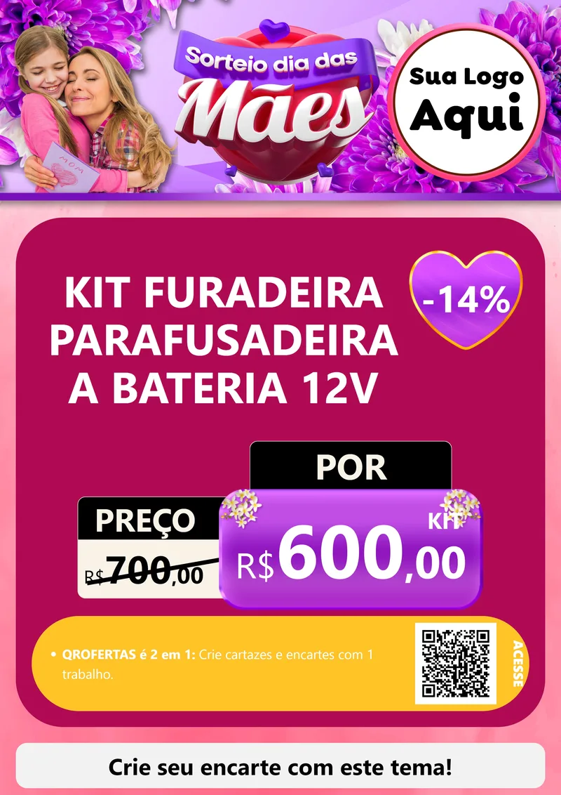 Modelo de Cartaz para Cartaz A4 Vertical com o tema Sorteio Dia das Mães para Maquinas e Ferramentas