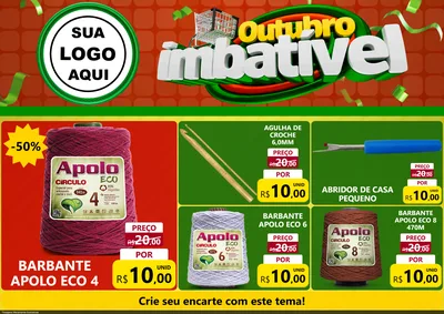 Modelo de Encarte para Encarte A4 Horizontal com o tema Outubro Imbatível para Armarinho e Aviamentos