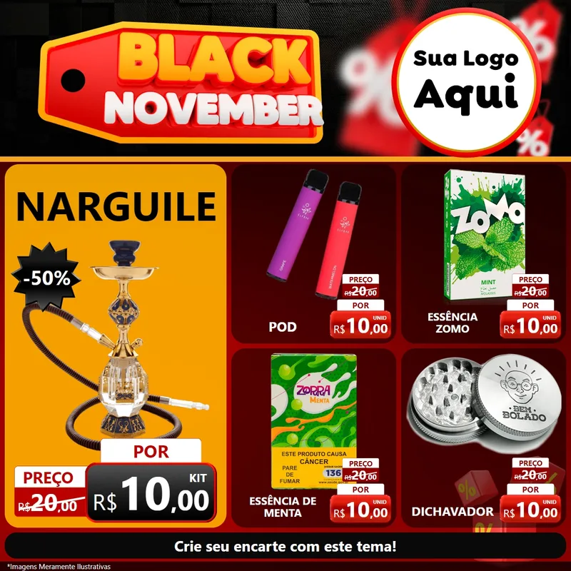 Modelo de Rede Social para Feed Facebook com o tema Black November para Tabacaria