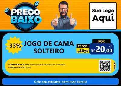 Modelo de Cartaz para Cartaz A4 Horizontal com o tema Preço Baixo para Cama, Mesa e Banho