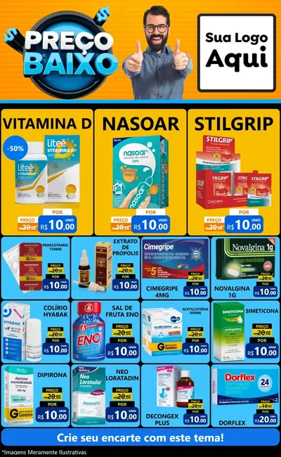 Modelo de Encarte para Encarte Grande com o tema Preço Baixo para Farmácia