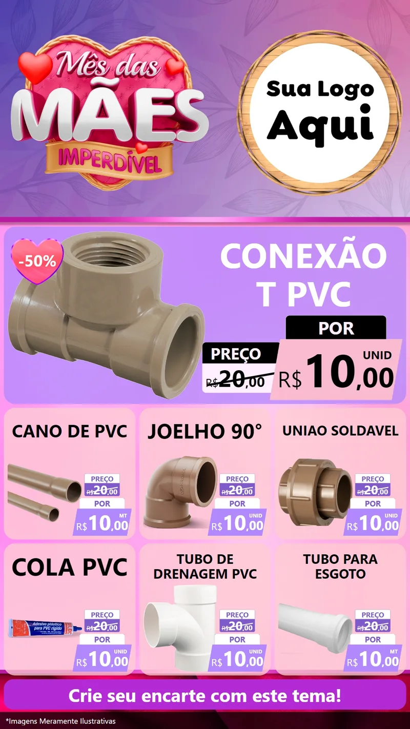 Modelo de Rede Social para Stories com o tema Mês das Mães Imperdível para Tubos e conexões